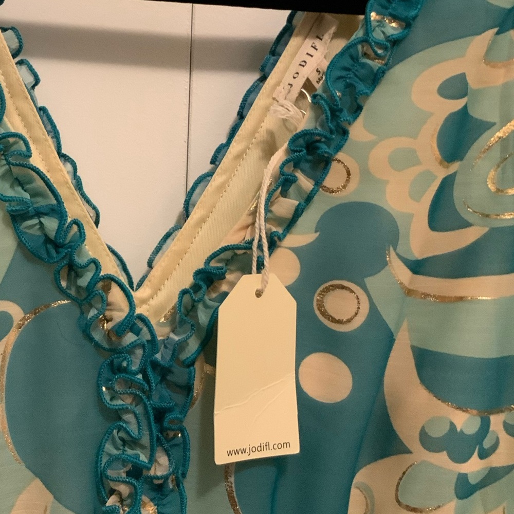 NWT Jodifl Teal and Cream Patterned Dress (NWT1) - Picture 2 of 4